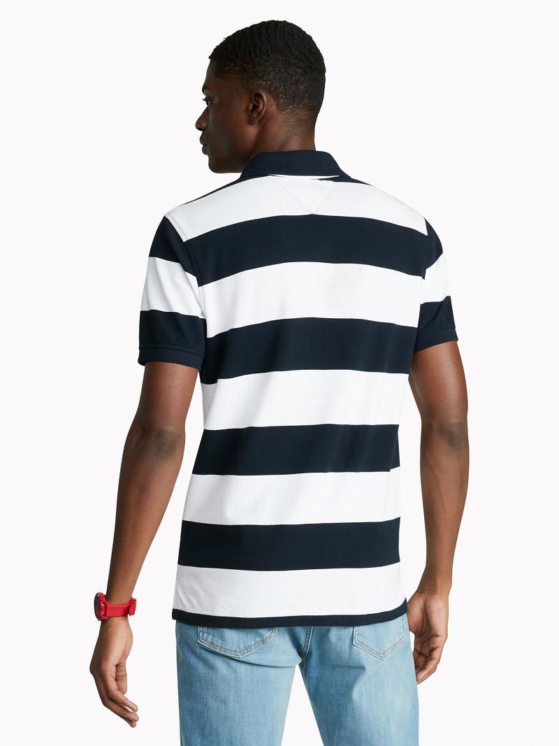 Férfi Tommy Hilfiger Regular fit tommy striped Polos Sötétkék Fehér | HU 1087KOR